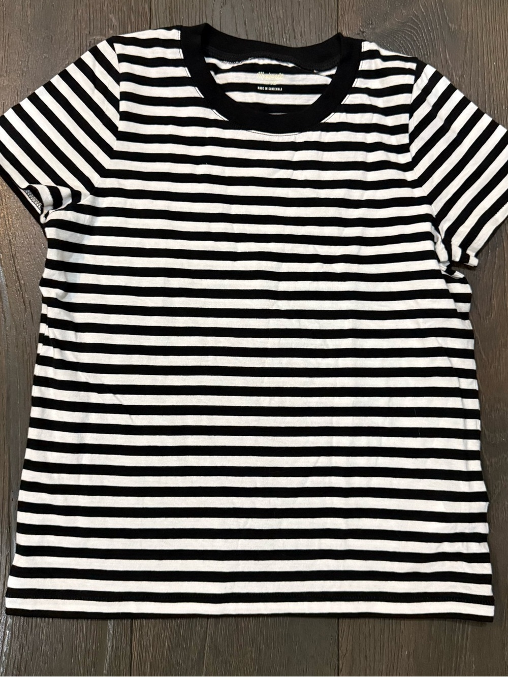 Madewell 100% Cotton Black and White Striped Short Sleeve Tee